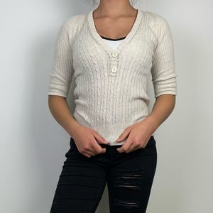 American Eagle Cable Knit Button Hoodie
